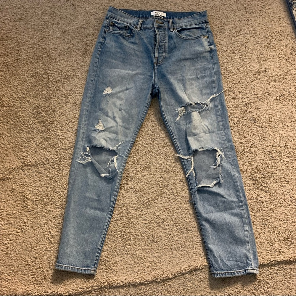 Pistola Jeans. Size 28. Straight blue distressed.